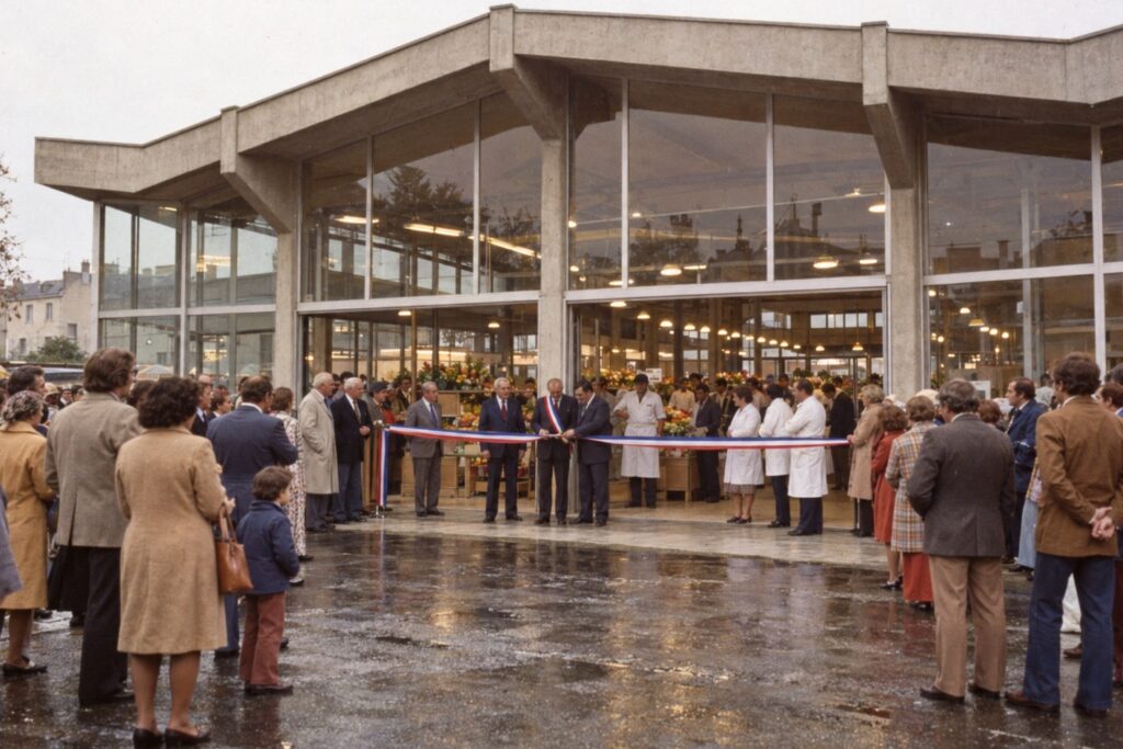 Illustration IA : l’inauguration des nouvelles Halles en 1977