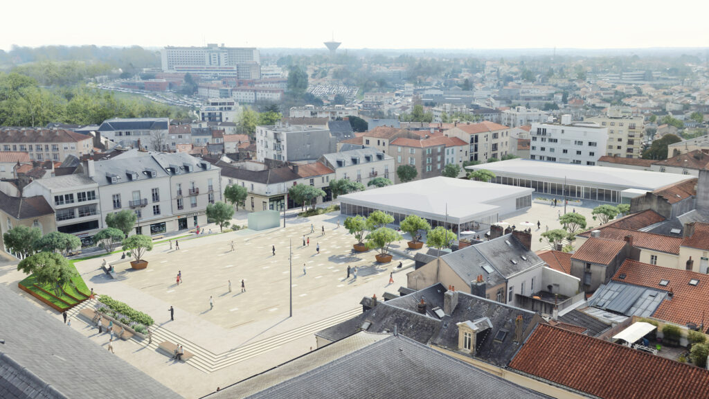 Les Halles et la place du Marché à La Roche-sur-Yon